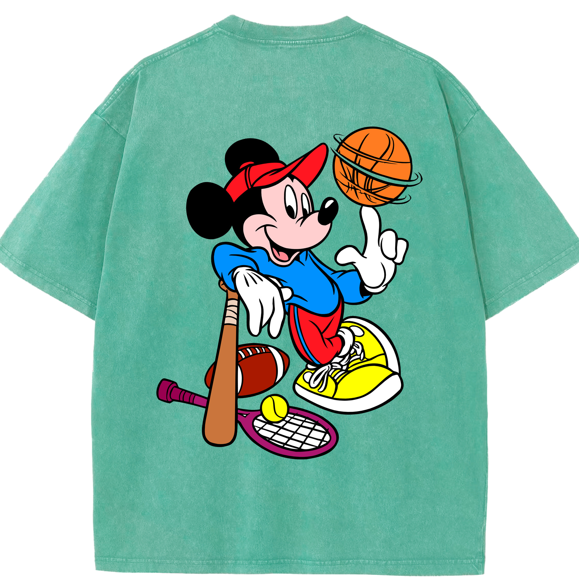 （画像用） ミッキーマウス Mickey Mouse 綿100% ヴィンテージ風 半袖Tシャツ（背面プリント）